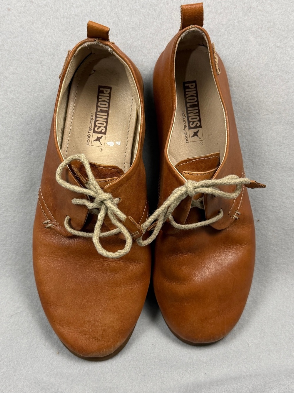 Pikolinos Calabria W9K-4985 Brandy Leather Lace-Up Flats Size 36